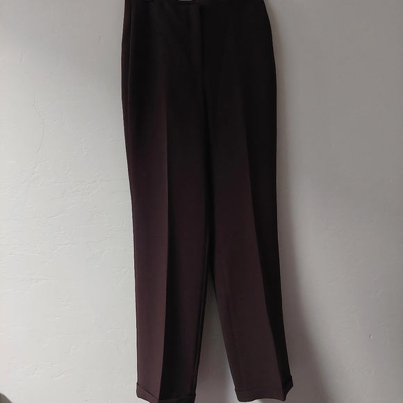 Louben‎ Brown Front Zip  Trouser Triacetate  Pants Women Size 4 - Picture 1 of 8